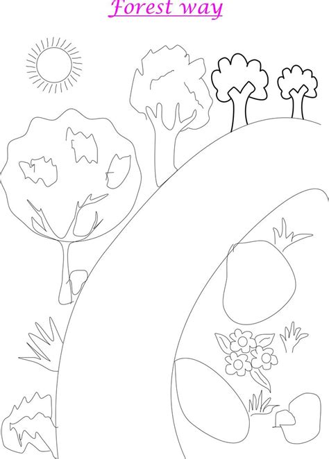 forest scenery coloring page printable  kids