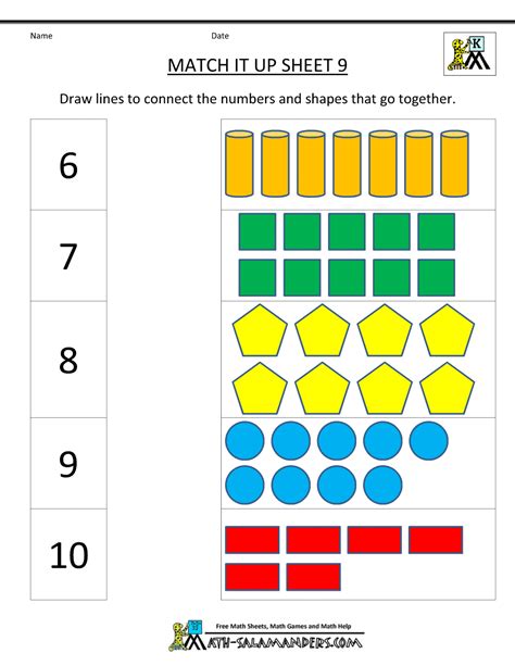 preschool math worksheets matching   kidz worksheets preschool