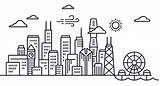 Chicago Skyline Drawing Line sketch template