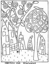 Karla Gerard Hundertwasser Desestressar Baixe Imprima Hooking Abstract Houses Zentangle Risultati Astratti Fantasiewelten Adulte Colorear Ciel Tapis Colouring Patrones Broder sketch template