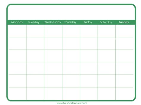 printable  blank calendar template web  monthly blank calendar