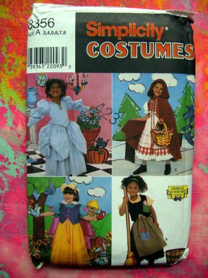 Simplicity Costume Pattern 8356 Girls Fairy Tale Costumes Snow White
