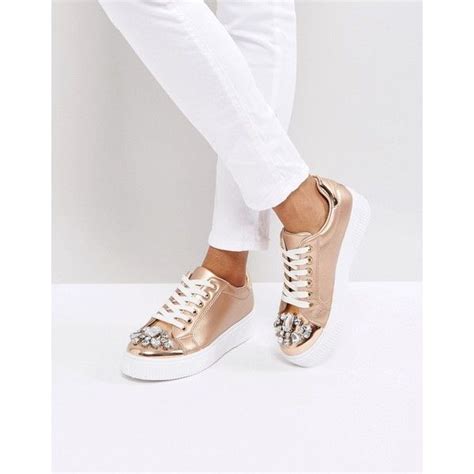 park lane jewel toe sneaker    polyvore featuring shoes sneakers gold jeweled