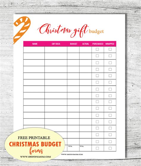 printable christmas budget forms