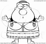 Chubby Shrugging Native Woman American Clipart Cartoon Cory Thoman Outlined Coloring Vector sketch template