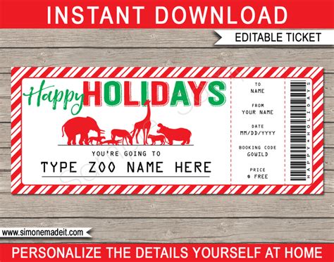 holiday zoo  gift voucher template surprise    zoo