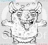 Gremlin Amorous Pudgy Outlined Green Coloring Clipart Cartoon Thoman Cory Vector sketch template