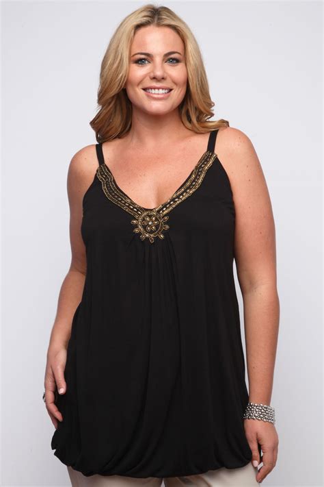 black longline bubble hem top  gold beading detail  size