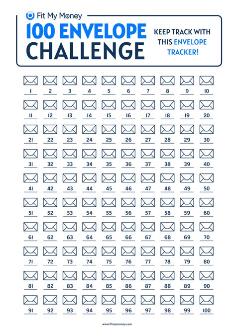 envelope challenge  printable