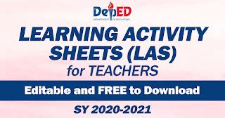 learning activity sheet sample template   deped click