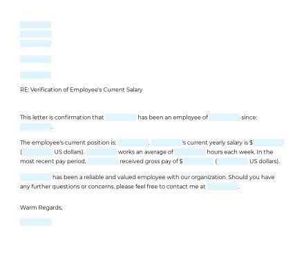 salary verification letter word  template legalscrolls