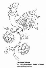 Pattern Rooster Embroidery Crewel Hand Patterns Flower Work Needlenthread Luggage Para Zebra Printable Tribal Stained Glass Real Gif When Designs sketch template