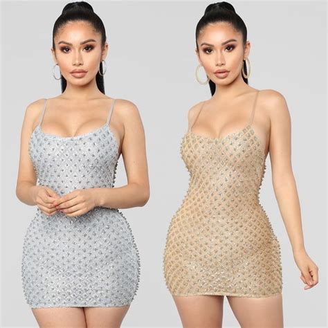 Roxi Dress Silver Fashion Nova In 2020 Glitter Dress Short