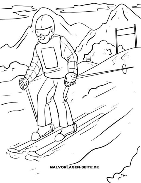 malvorlage skifahren slalom wintersport ausmalbild kostenlos