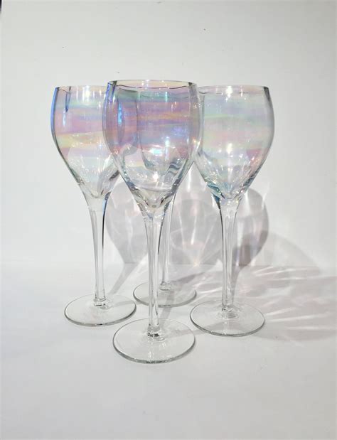 Iridescent Wine Glasses Set Of 4 Iridescent Crystal Wine Glasses By