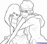 Girl Boy Draw Drawing Anime Body Coloring Pages Hugging Kissing Easy Step Drawings Pimp Girls Boys Cute Holding People Sketch sketch template
