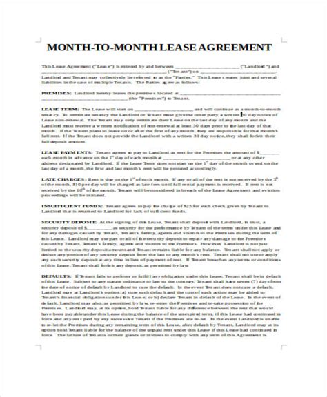 sample lease agreement forms   ms word