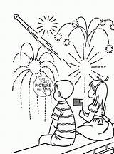 Coloring Pages Firework Fireworks Independence Popular Kids sketch template