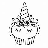 Unicorn Cupcake sketch template
