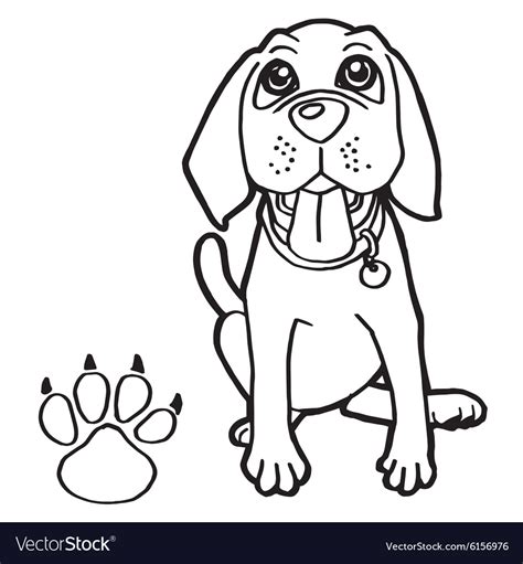 dog  paw print coloring page royalty  vector image