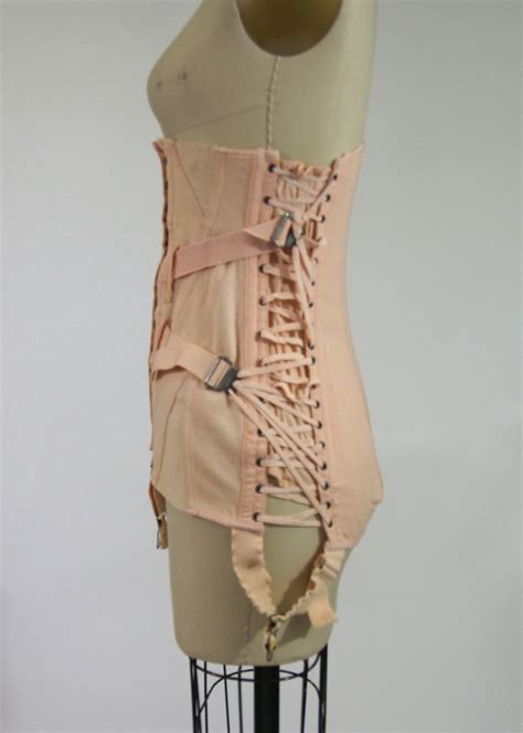 1930s Fan Lacing Camp Corset In Pink Sold On Ruby Lane