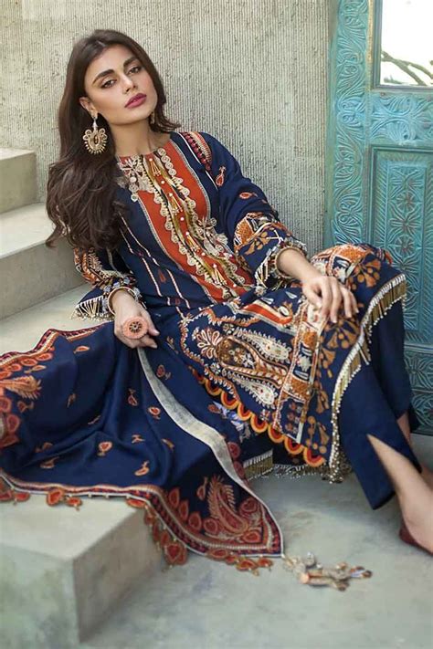 gul ahmed winter unstitched collection navy dk  lawncollectionpk