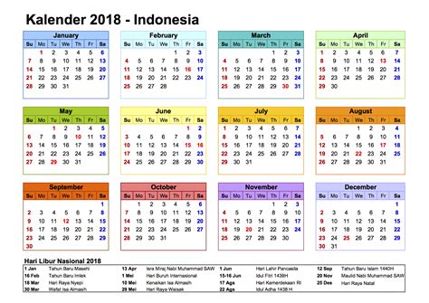 kalender 2018 beserta hari libur pdf takvim kalender hd