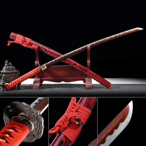 high performance pattern steel red blade real japanese katana samurai