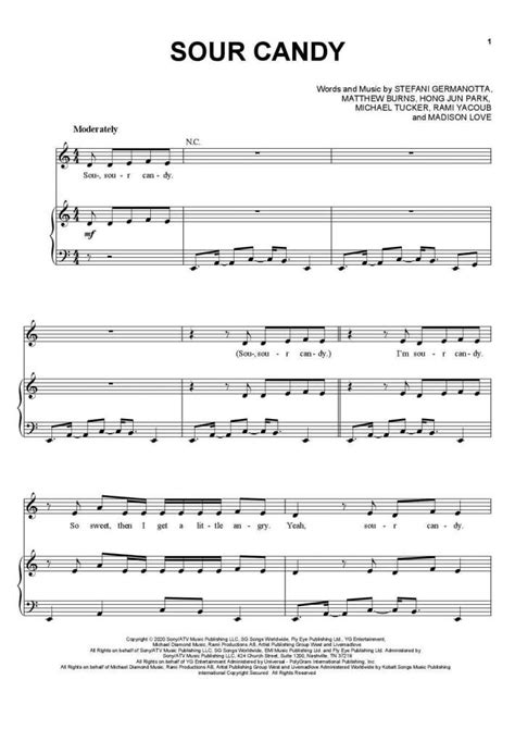 sour candy piano sheet music onlinepianist