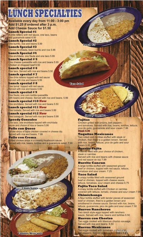 menu  cancun mexican cuisine  warrensburg mo