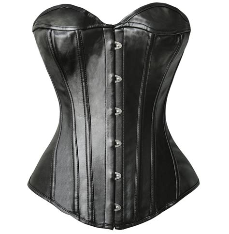 black leather corset n4543