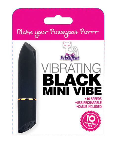 Pink Pussycat Black Mini Vibe Kinky Fetish Store