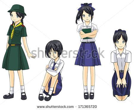 cute asian thai high schoolgirl  girl scout student  official