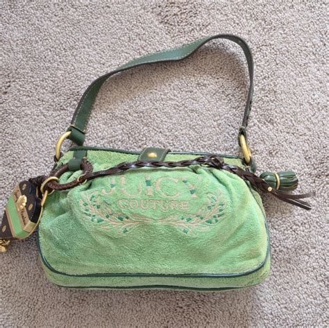 juicy couture green velour and leather shoulder bag tradesy