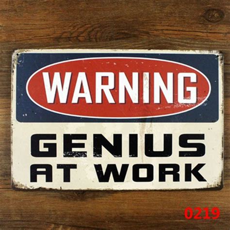 Funny Retro Metal Tin Sign For Home Office Wall Decor Warning Genius