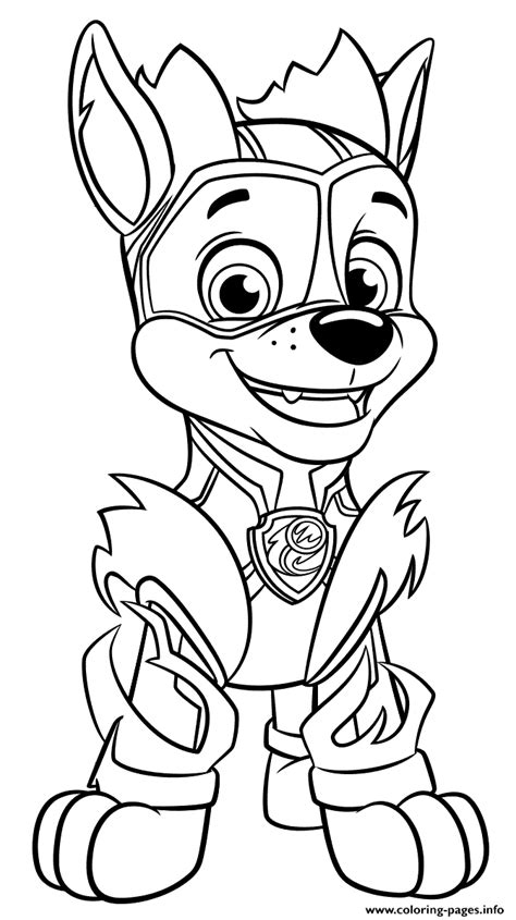 chase  paw patrol mighty pups coloring page printable