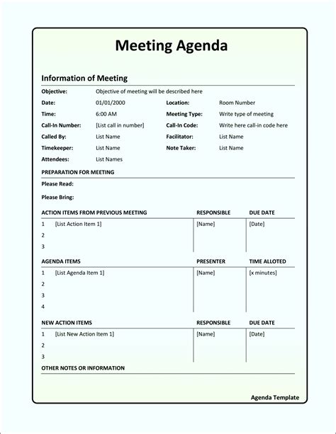 printable employee    meeting template