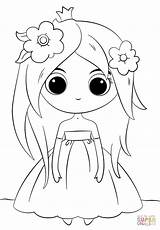 Princess Coloring Chibi Pages Cute Template Supercoloring sketch template