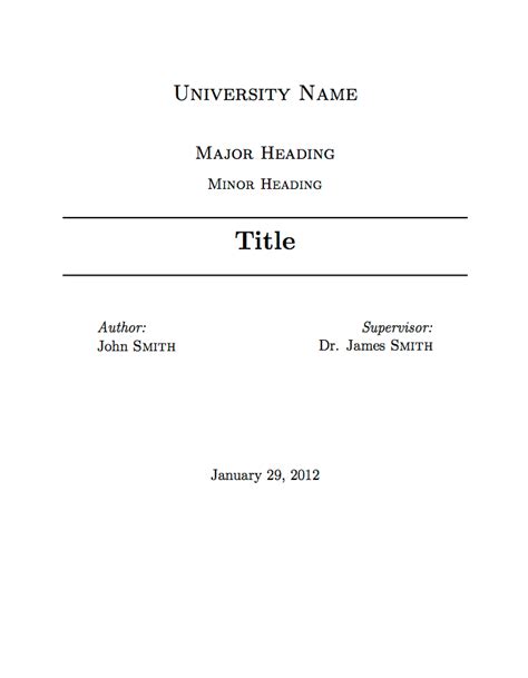 university assignment title page template thesis title page report