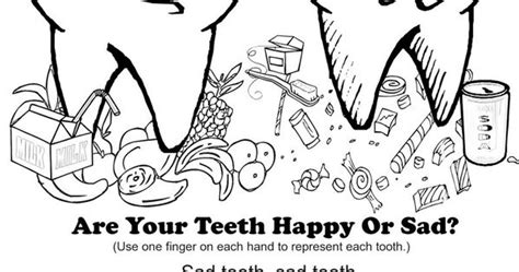 teeth coloring pages happy tooth sad tooth fingerplay dental