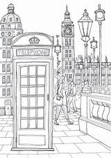 London Coloring Pages Europe Drawing Adult Color Books Charming Book Printable Landscape sketch template