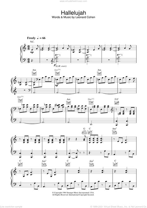 buckley hallelujah sheet music for voice piano or guitar [pdf]