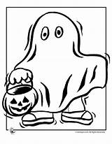 Halloween Coloring Ghost Pages Cute Trick Treat Drawing Easy Ghosts Drawings Treats Colouring Clipart Cat Silhouette Color Clip Kids Treating sketch template