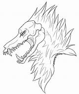 Lineart Wolf Demon sketch template