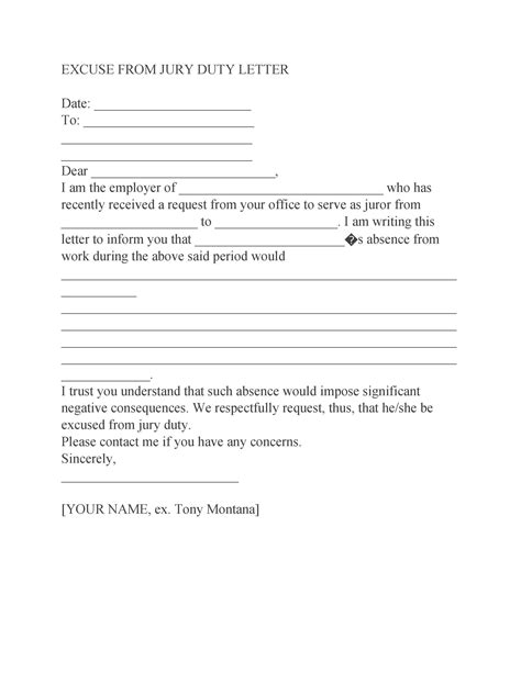 jury duty excuse letters tips templatelab