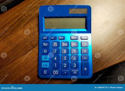 small blue calculator stock photo image  letters