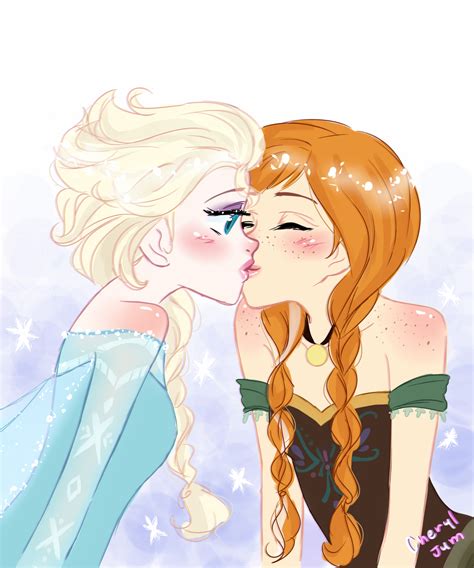 Elsa And Anna Kiss By Cheryl Jum On Deviantart