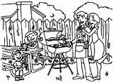 Coloring Family Picnic Backyard Barbeque Netart Color sketch template