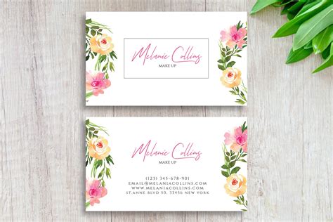 floral business card template business card templates creative market