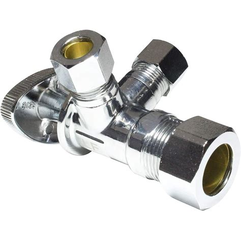 dual compression outlet angle stop valve plumbing fitting quarter turn single handle